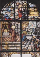 витраж Аллегория Христа Спасителя с падающей сверху манной, Неизвестный художник;1612-1622; Париж, Франция