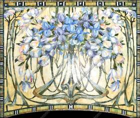 Панно из стеклянной мозаики Голубые цветы № 468